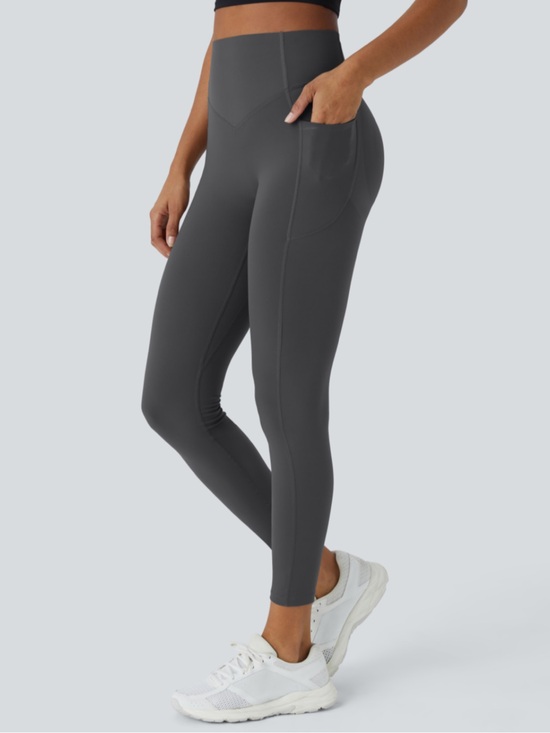 HALARA Pants - HALARA High-Waist Pocket Leggings - Charcoal Gray